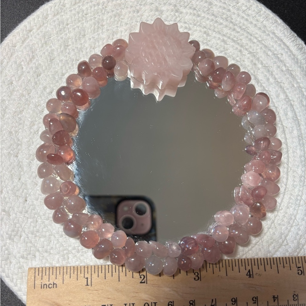 Gorgeous Rose Quartz and Pink Opal Crystal Mirror Hand made!